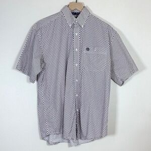 Wrangler Mens George Strait Shirt Size M White Red Diamond Print Western Cowboy